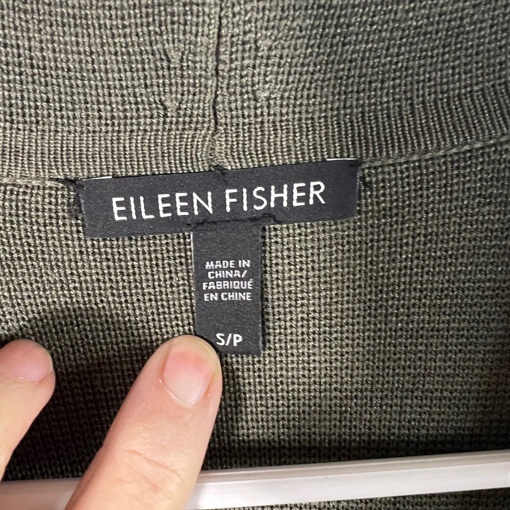 Womens Eileen Fisher Notch Cardigan Jacket Silk Organic Cotton Knit Green S/P‎ - Picture 6 of 9